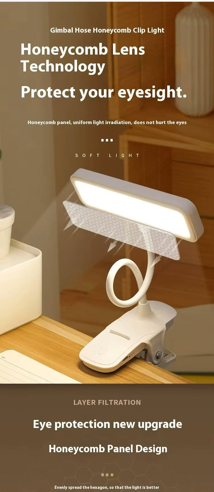 OEM Portable USB-powered Led Study Desk Lamp Plug in One Color Adjustable Hose Clip-on light