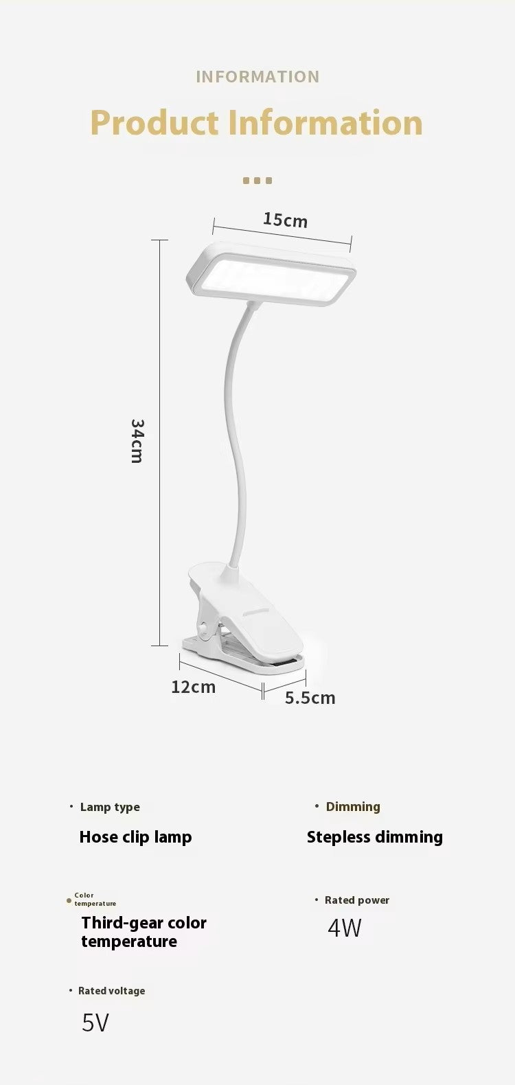 OEM Portable USB-powered Led Study Desk Lamp Plug in One Color Adjustable Hose Clip-on light